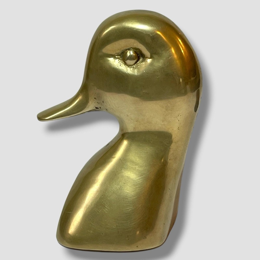 Vintage Brass Duck Head 5" Bookend Country Cottage Grandmacore Farmhouse Decor - Picture 4 of 12